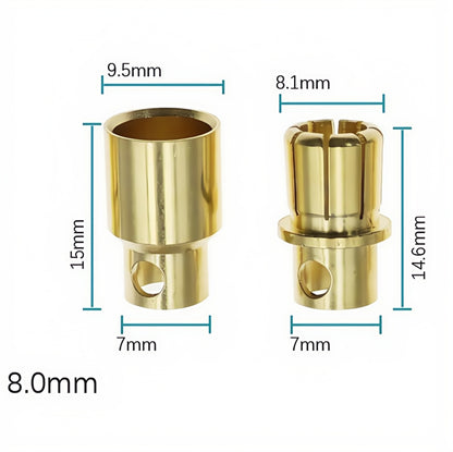 1 Pair 8mm Bullet Connectors Banana Plugs Male Female for RC Battery ESC Motor
