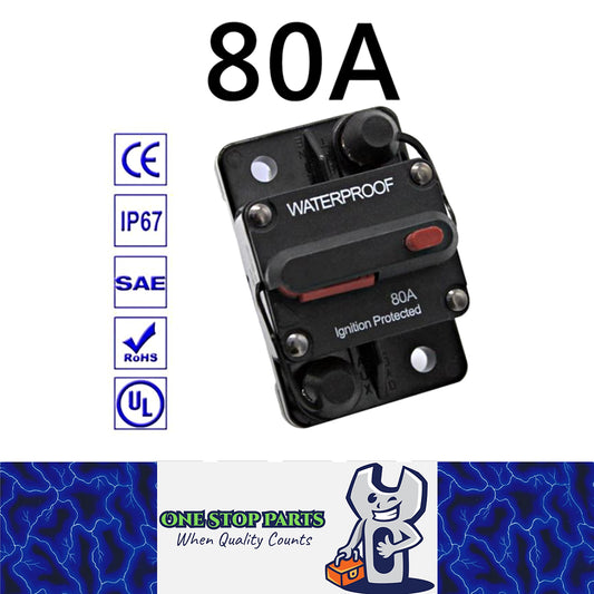 12v 80A Circuit Breaker Manual Reset Water Proof Ideal for 4wd Caravan Boat