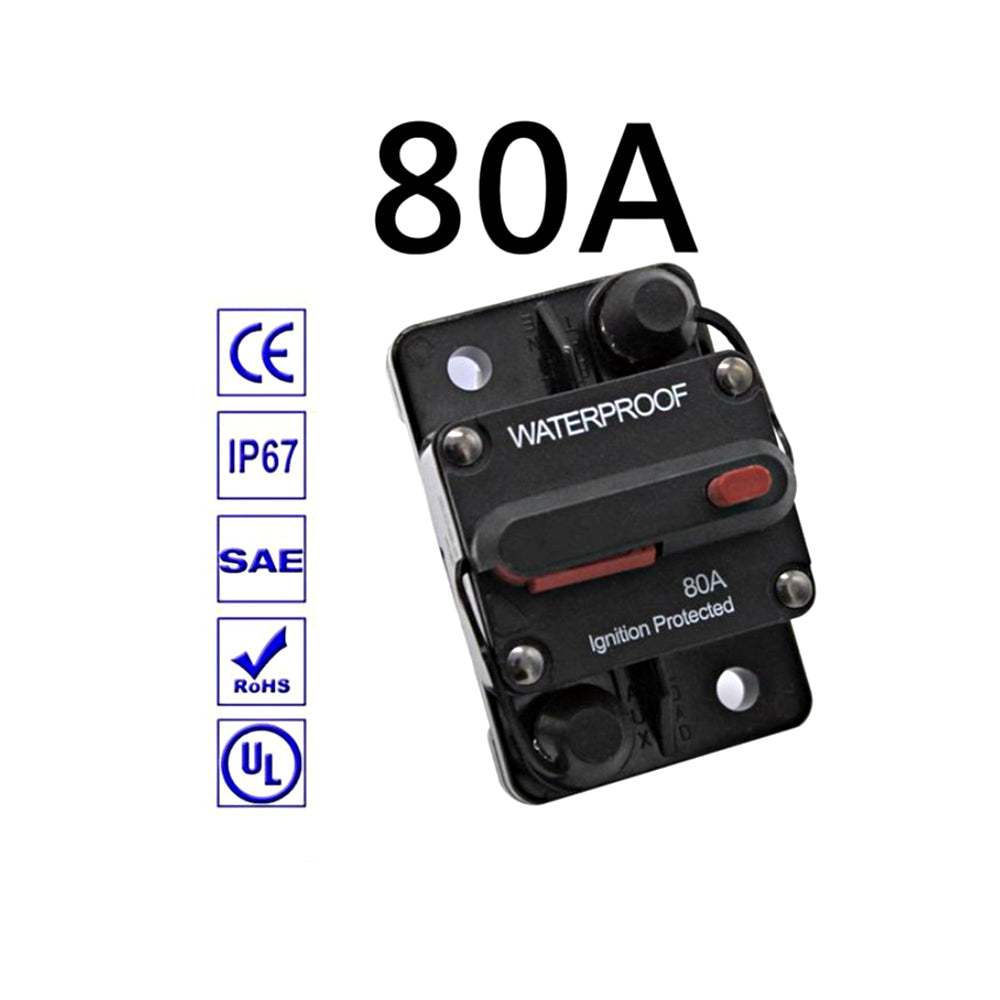 12v 80A Circuit Breaker Manual Reset Water Proof Ideal for 4wd Caravan Boat