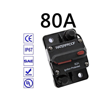 12v 80A Circuit Breaker Manual Reset Water Proof Ideal for 4wd Caravan Boat