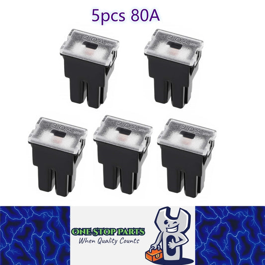 5 x 80Amp Black Medium Female Slow Blow Fuse Block 15mmx22mmx32mm High 80A Fuse