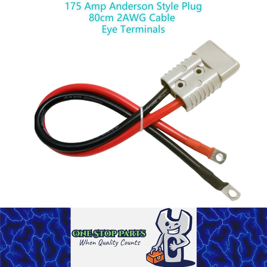 1 x 175amp Anderson Style Plug With 80cm 2AWG Cable with Eye Terminals 175 Amp