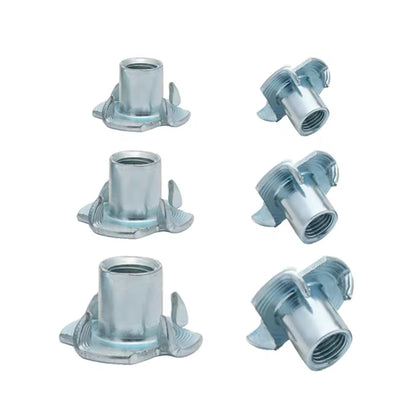 80pcs T Nuts 4 Pronged Tee Blind Nut Kit M3/4/5/6/8 Four-Claw Nut Wood Furniture