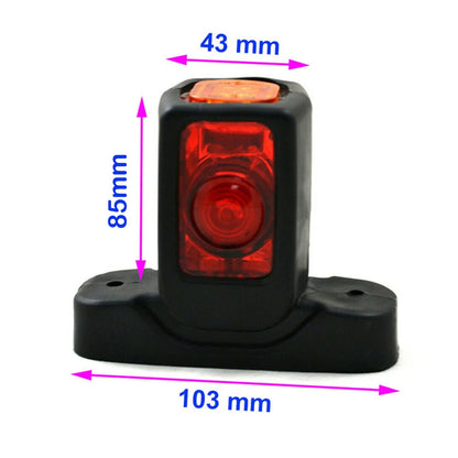 2 x LED Side Marker Light 85mm Red/Amber/White Trailer Truck Signal Marker Lamp
