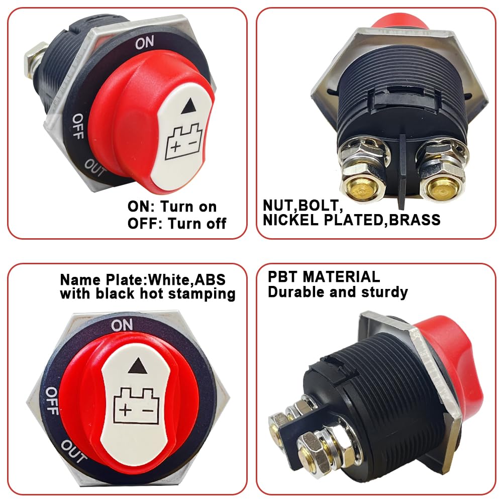 200A Battery Disconnect Isolator Switch 12-32V Cut Off Master for Car RV Boat
