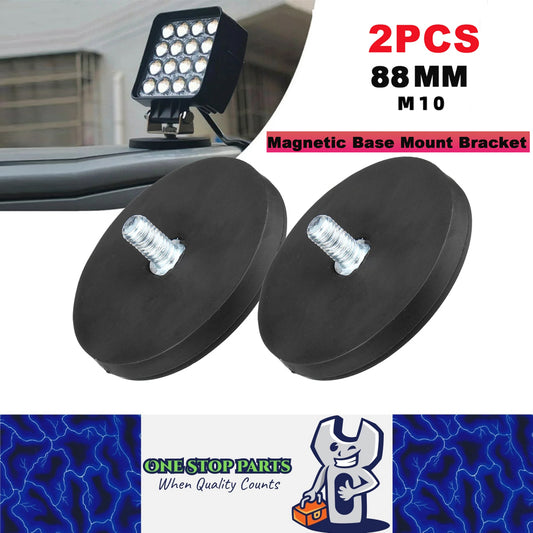 2 x 88mm Strong Magnetic Base Mount Bracket with M10 Stud for LED Work Light Bar