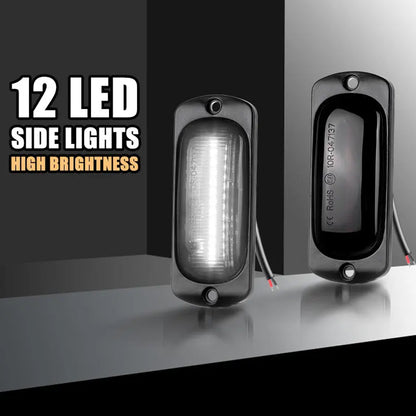 2 x White LED Front Marker Lamp 88x35mm 12V-24V 12LEDs Front Marker Signal Light