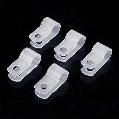 100 X White 8.4mm P Clamps Cable saddle clips R-Type Nylon Plastic Clamps 100pcs