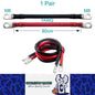 Pair 80cm 7AWG Car Battery Cables Black Red Silicone Cable with M8 Eye Terminals