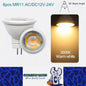 8 x MR11 3W LED Spotlight AC/DC 12V-24V 38 Degree 3000K Warm White Downlight