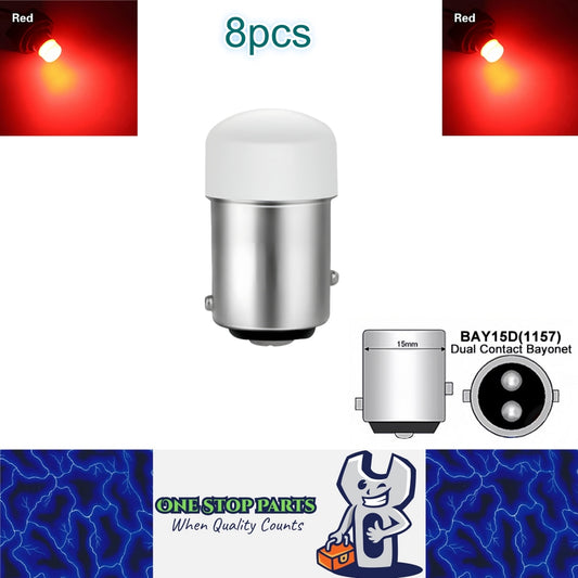 8 x Red BAY15D 1157 12V 9SMD 600LM LED Condensing Lens Red (8pcs)