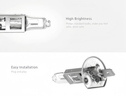 2 x PHILIPS H1 12V 55W Super Bright Halogen Clear Globes 3200k Original (2pcs)