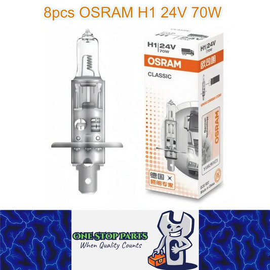 8 x Osram 24V H1 70W Halogen Clear Globe 3200K Truck Original Headlight Fog Lamp