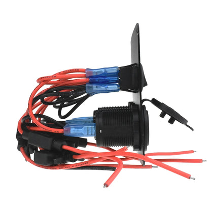 12-24V Red 5 Switch Panel Volt USB Port 12V Outlet Combination Marine LED Rocker