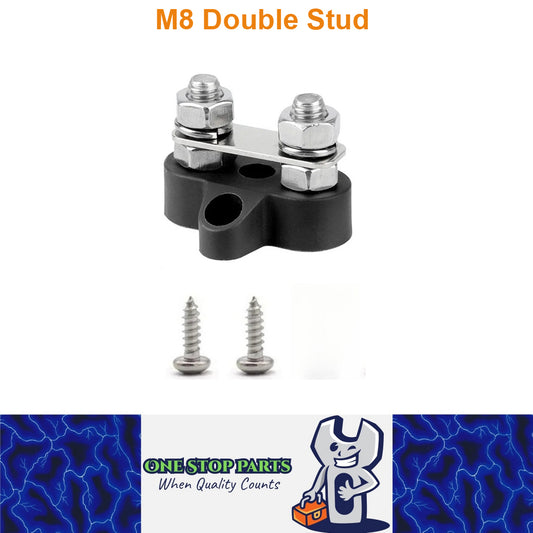 M8 Black Insulated Double Stud Power Distribution Stud Terminal Block M8
