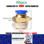 50 x Pneumatic Air Connector Fittings Push to Connect 8mm Tube to 16mm Thread
