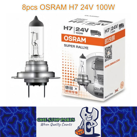 8 x Osram 24V H7 100W Halogen Clear Globes 3200K Truck Original Headlight (8pcs)