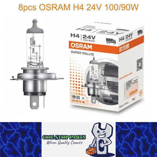 8 x OSRAM 24V H4 100/90W Halogen Globes Hi/Low 3200K HB2 9003 Truck Headlight