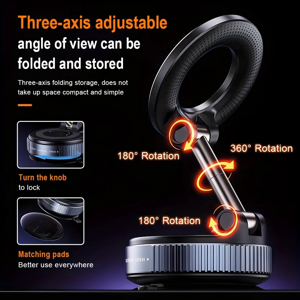 360° Rotating Magnetic Car Phone Holder Foldable & Retractable Cell Phone Stand