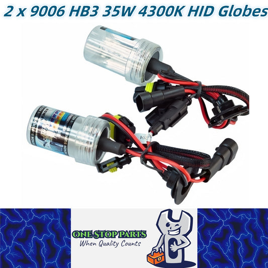 2 x 9006 HB4 4300k 35w HID Globes ONLY Pair ready to install to 35w hid kit