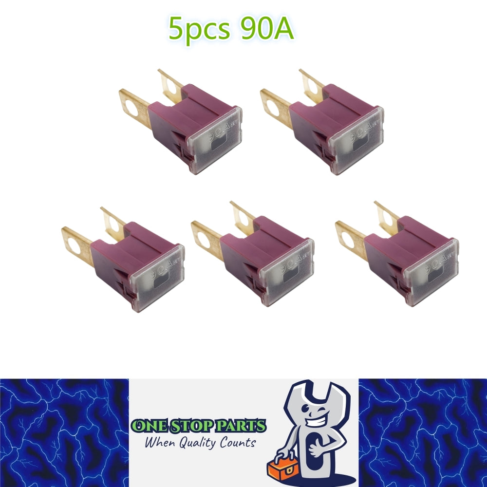 5 x 90Amp Purple Large Male Slow Blow Fuse Block 15mmx22mm x 43mm High 90A Fuse