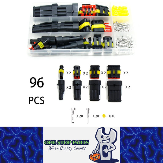 96pcs 1/2/3/4 Pin AMP Waterproof Connectors Car Electrical Wire Connectors Plugs