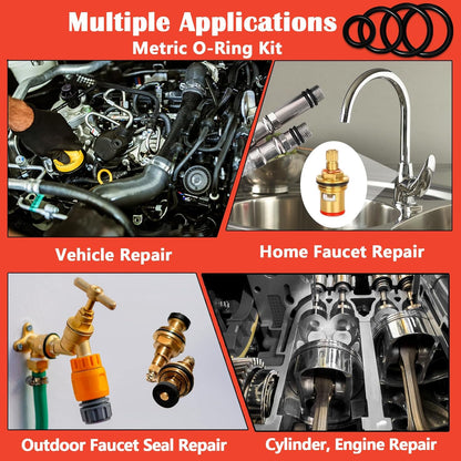 419pcs O Ring Kit Rubber Seals 32 Sizes O Rings Gaskets Sealing with 4 Hooks