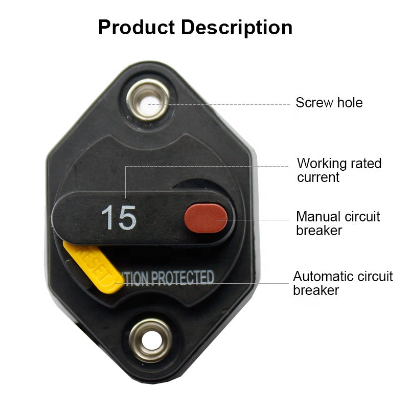 Recessed  Manual Reset Circuit Breaker Car Boat Caravan Neat Finish Adapter