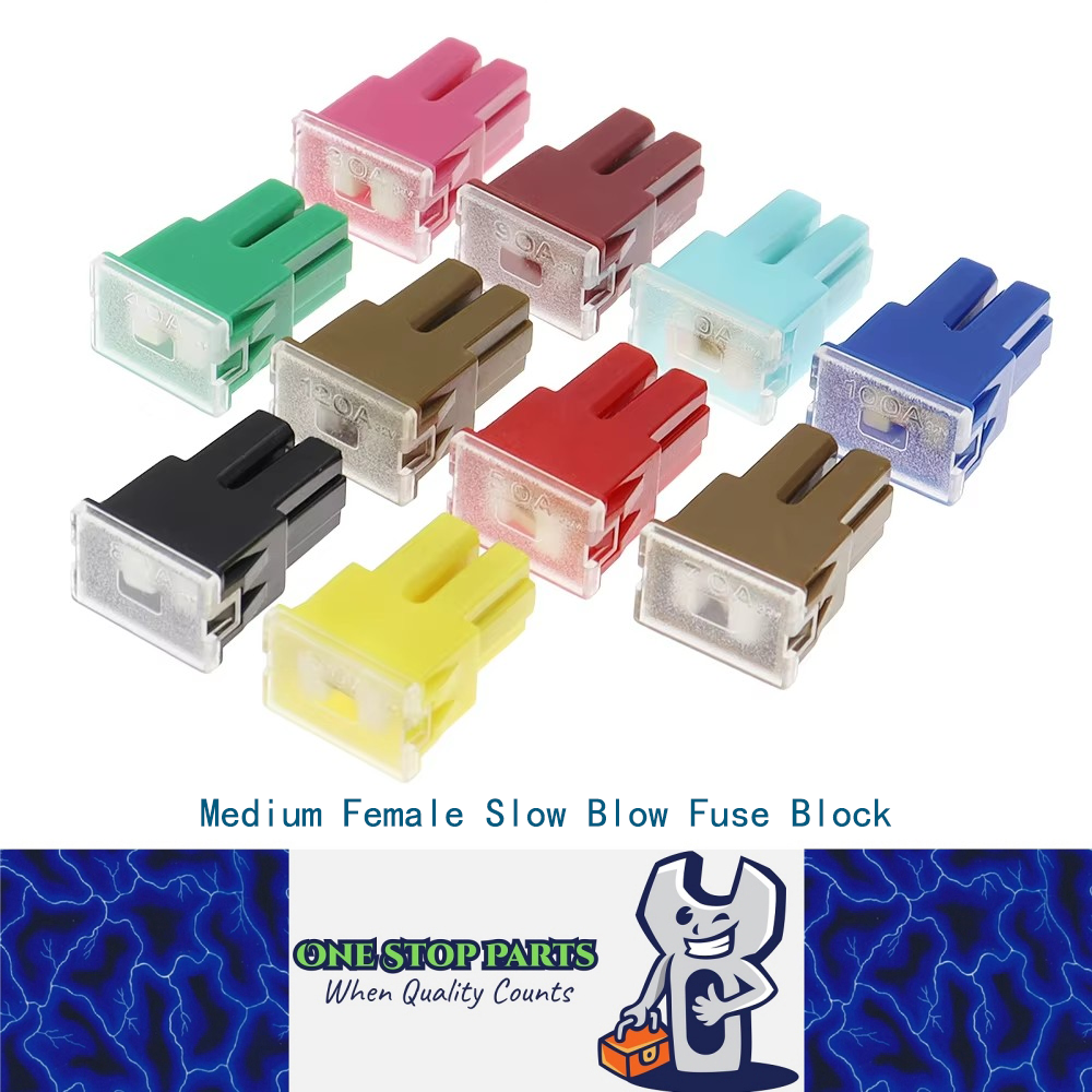 Medium Female Slow Blow Fuse Block  20A 30A 40A 50A 60A 70A 80A 90A 100A 120A vehicles SUVs RVs caravans golf carts trucks