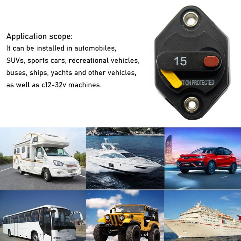 Recessed  Manual Reset Circuit Breaker Car Boat Caravan Neat Finish Adapter