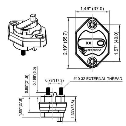Recessed  Manual Reset Circuit Breaker Car Boat Caravan Neat Finish Adapter