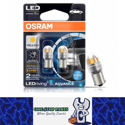 2 x OSRAM 1156 BAU15S Yellow LED Globe 12V PY21W LED Signal Light Indicator Lamp