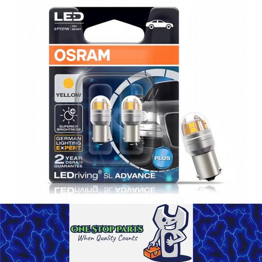 2 x OSRAM 1156 BAU15S Yellow LED Globe 12V PY21W LED Signal Light Indicator Lamp