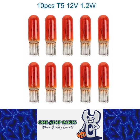 10 x 12V 1.2W T5 Wedge AMBER Globes TYPE T-5mm Dashboard Coated Globes (10pcs)