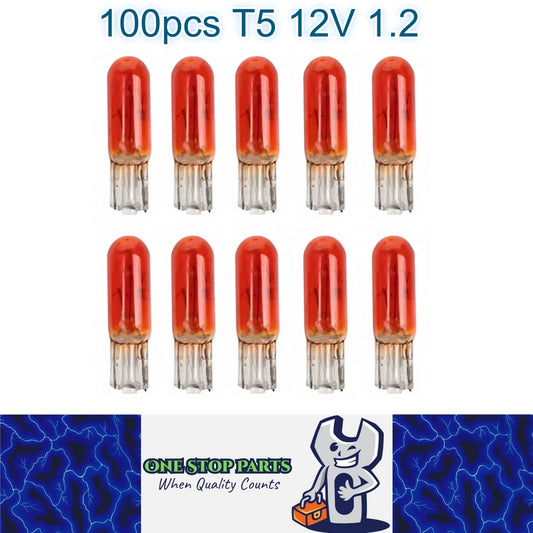 100 x 12V 1.2W T5 Wedge AMBER Globes TYPE T-5mm Dashboard Coated Globes (100pcs)