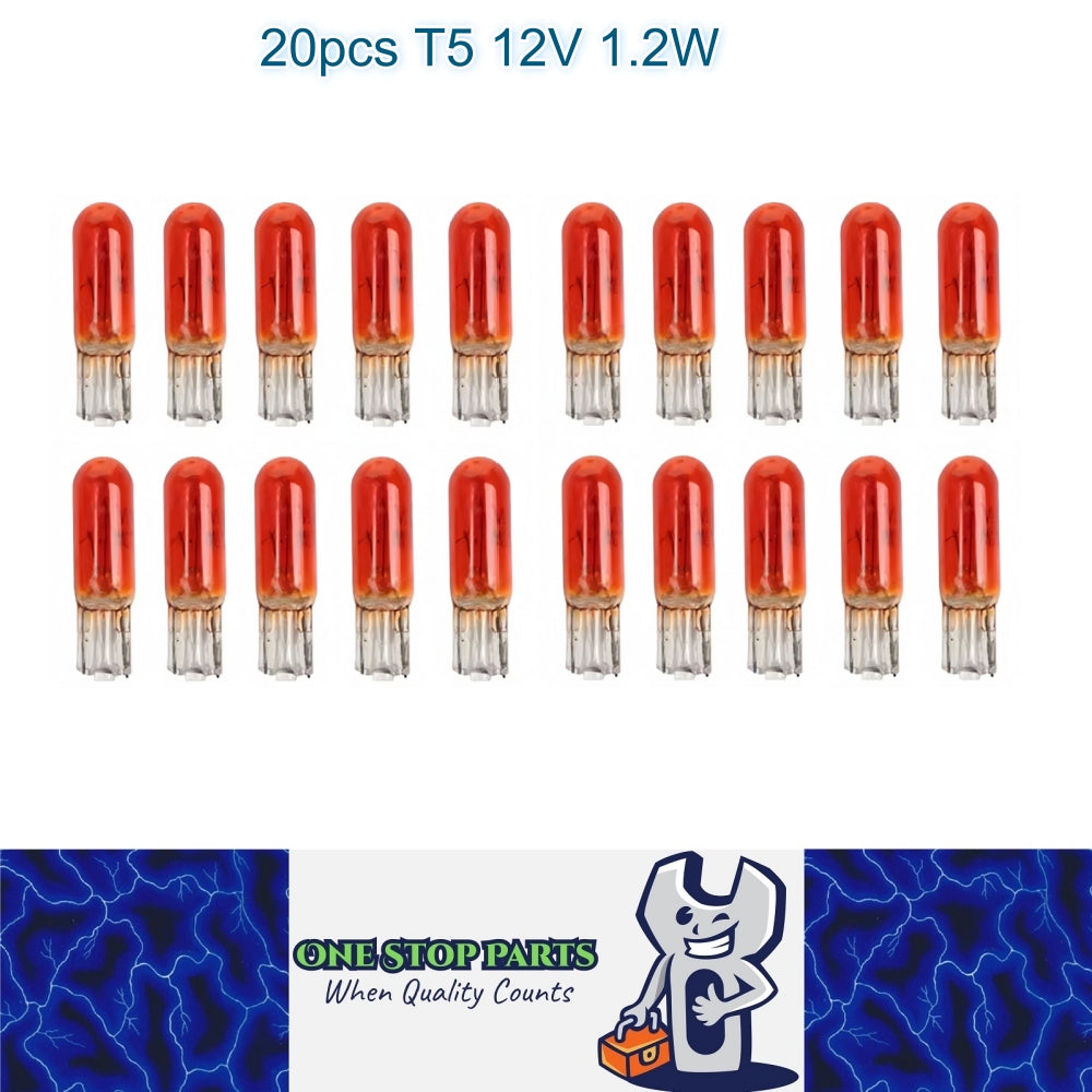 20 x 12V 1.2W T5 Wedge AMBER Globes TYPE T-5mm Dashboard Coated Globes (20pcs)