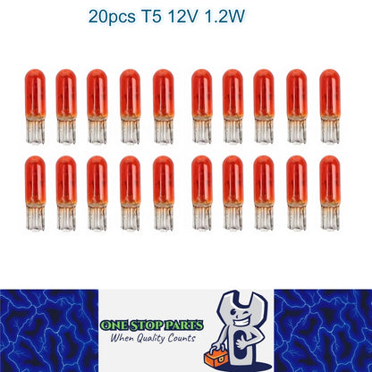 20 x 12V 1.2W T5 Wedge AMBER Globes TYPE T-5mm Dashboard Coated Globes (20pcs)