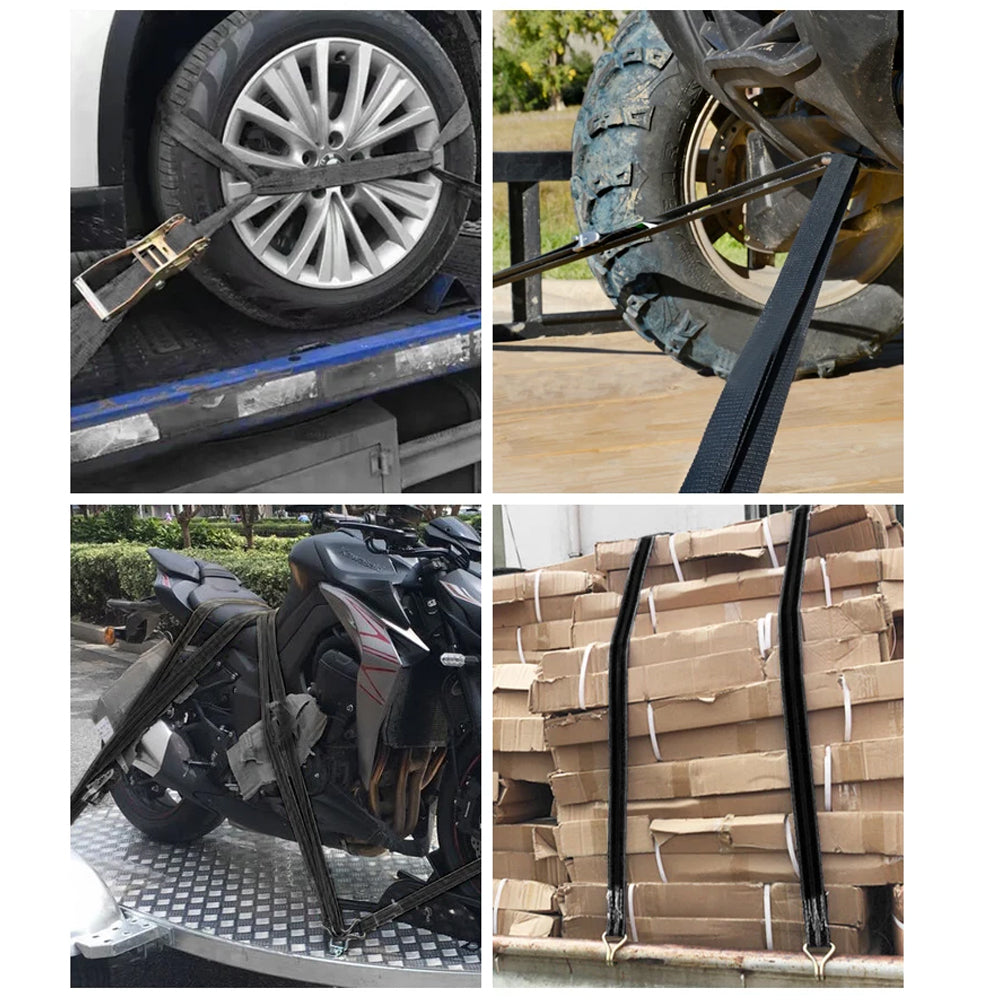 Heavy Duty Ratchet Tie Down Strap 8M x 2.5CM Black for Car Truck Cargo Luggage