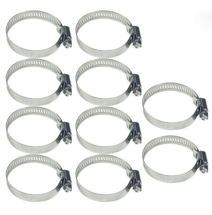10 x 33-57mm Strong Stainless Steel Hose Clamps wide 10mm x 0.3mm Thick (10pcs)