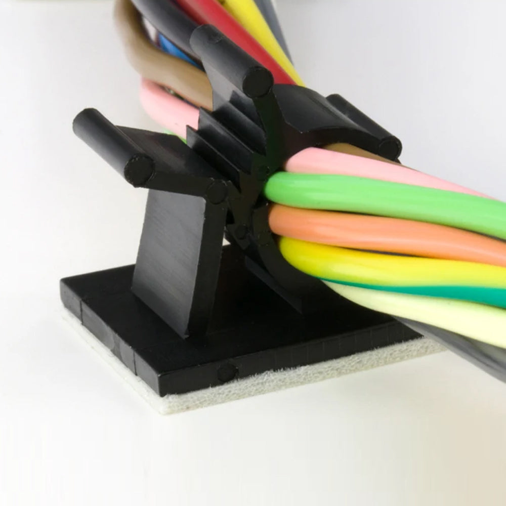 10 x Adjustable Cable Clips ID9.8-13.3mm Self-Adhesive Wire Clamps Cord Holders