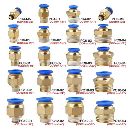 50 x Pneumatic Air Connector Fittings Push to Connect 8mm Tube to 9.7mm Thread