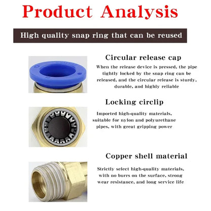 50 x Pneumatic Air Connector Fittings Push to Connect 8mm Tube to 9.7mm Thread