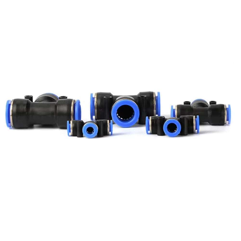 50 x T shaped Tee PE10 Air Pneumatic Connectors OD10mm Hose 3 Way Fittings