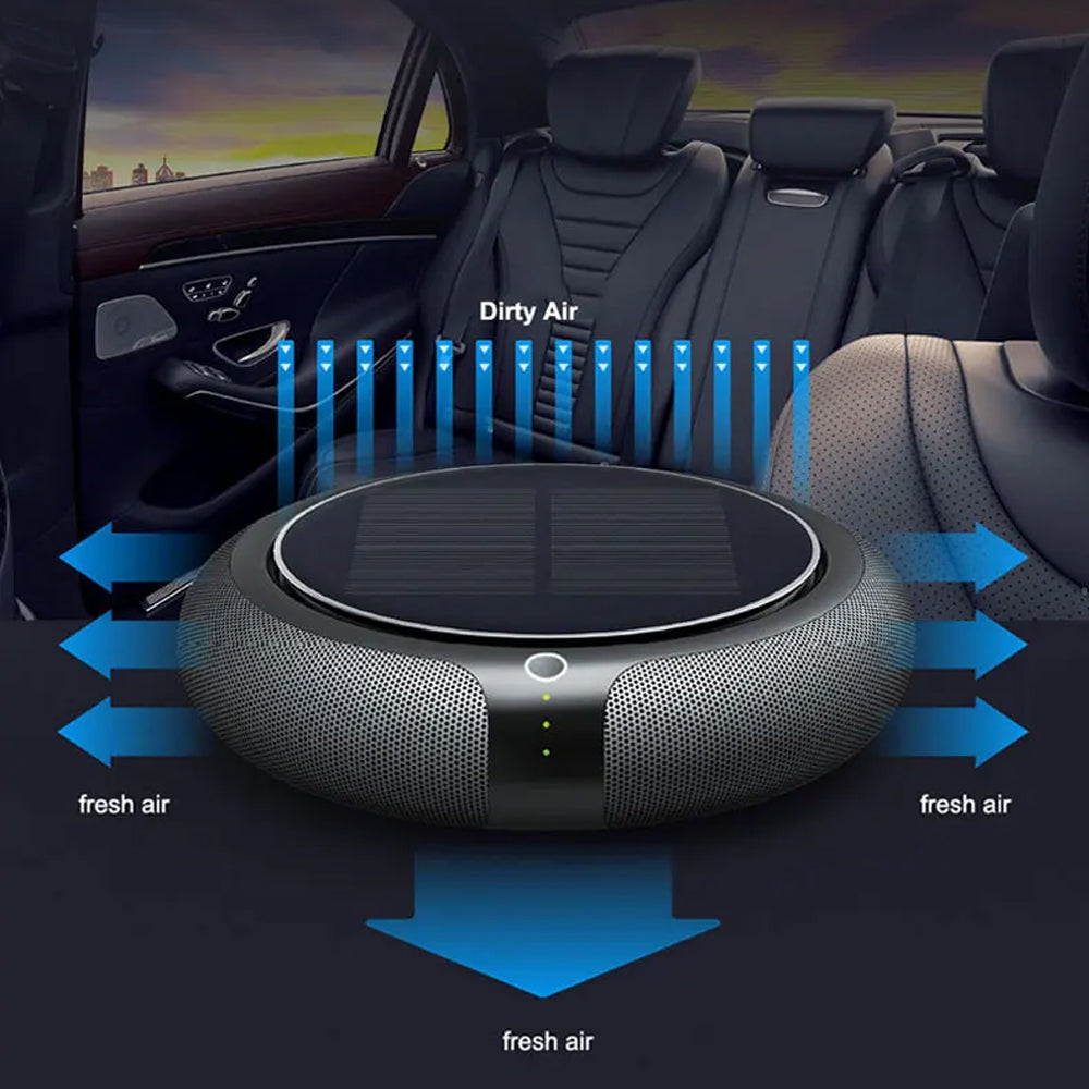 Car Air Purifier HEPA Filter Solar Power Supply with 3pcs Extra HEPA Filters