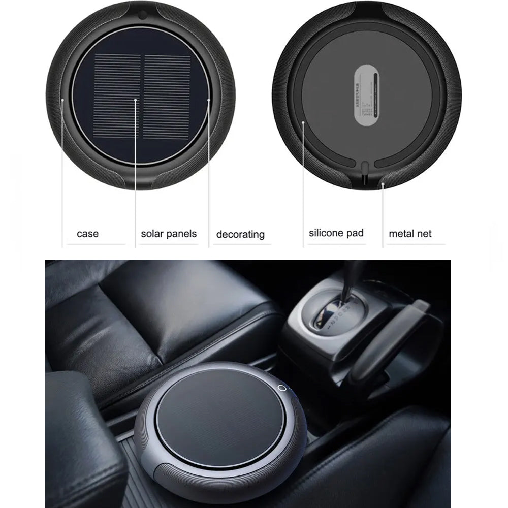 Car Air Purifier HEPA Filter Solar Power Supply with 3pcs Extra HEPA Filters