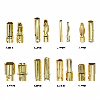 1 Pair 4mm Bullet Connectors Banana Plugs Male Female for RC Battery ESC Motor
