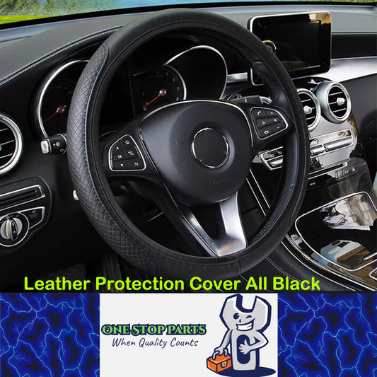 Car Steering Wheel Cover 37-39cm Microfiber Leather Protection Cover Black