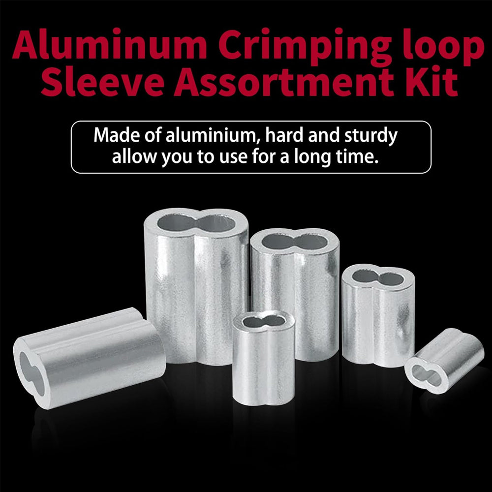 268 x Aluminum Crimping Loop Sleeve 6 Size Double Barrel Ferrule Cable Rope Wire