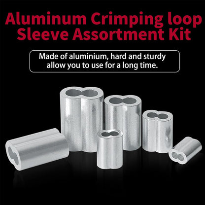 268 x Aluminum Crimping Loop Sleeve 6 Size Double Barrel Ferrule Cable Rope Wire