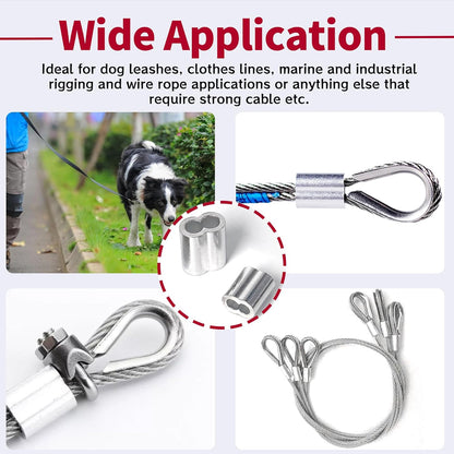 268 x Aluminum Crimping Loop Sleeve 6 Size Double Barrel Ferrule Cable Rope Wire